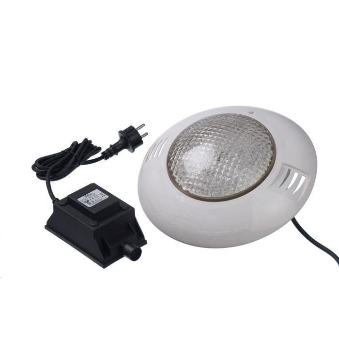 Ubbink 350 Foco LED Blanco 24W para Piscinas de Madera, IP68 Ø275mm x 75mm, con Transformador y Cable 5m