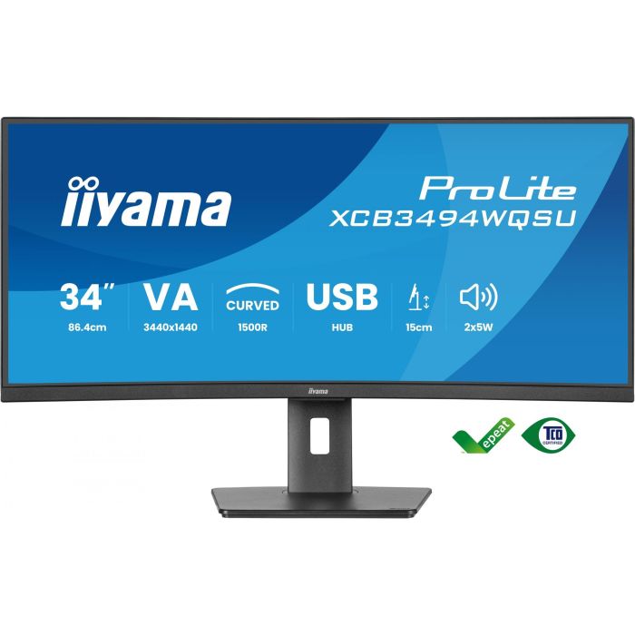 Iiyama XCB3494WQSU-B1 Monitor curvo de 34" UWQHD, panel VA, 21:9, flicker-free, luz azul reducida 1