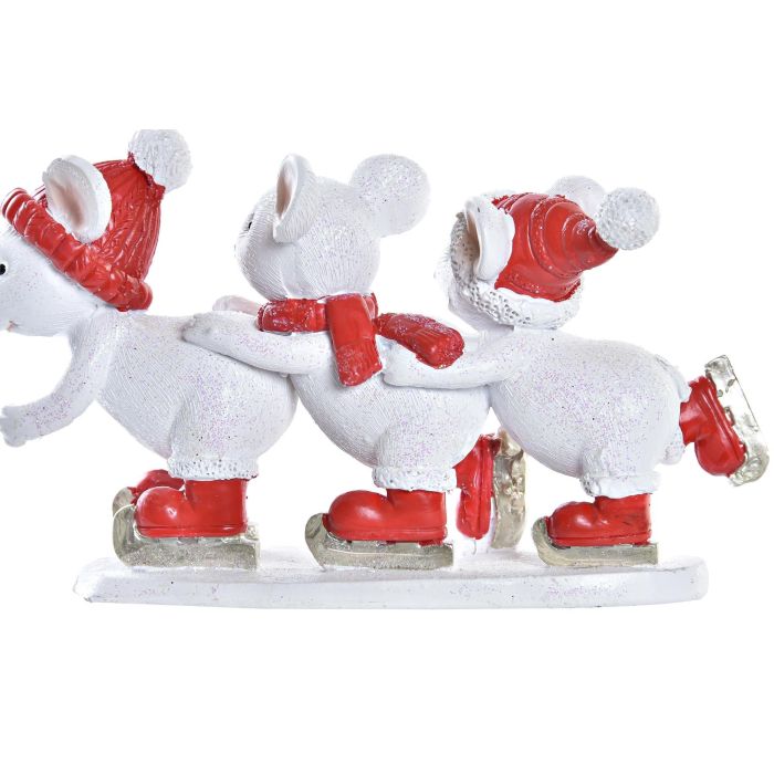 DKD Home Decor Figura de Navidad Ratón Moderna de Resina Blanco Rojo 4x7.5x12.5 cm 2