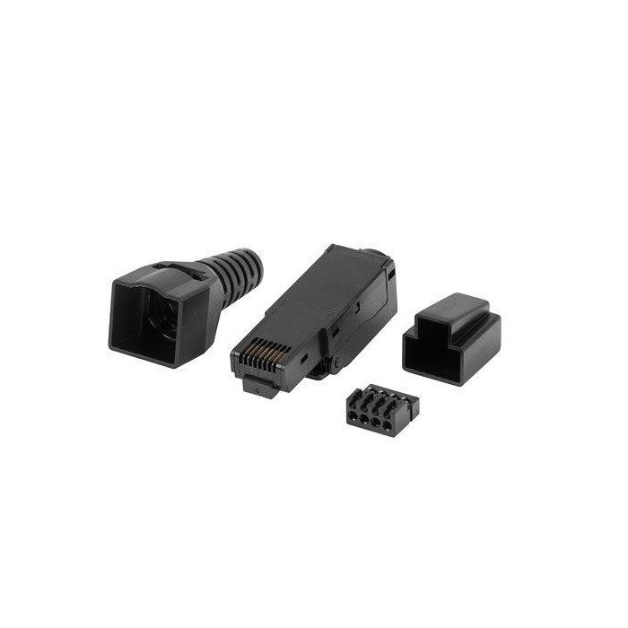 Lanberg Conector RJ45 Cat 6 UTP 8P8C Macho para Cable 22/26 AWG, Blindaje U/UTP, Contactos Chapado en Oro, Carcasa de Nylon PC, Color Negro