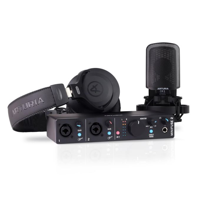 ARTURIA MiniFuse Recording Pack Interfaz de Audio Micrófono Auriculares Cables y Software Negro