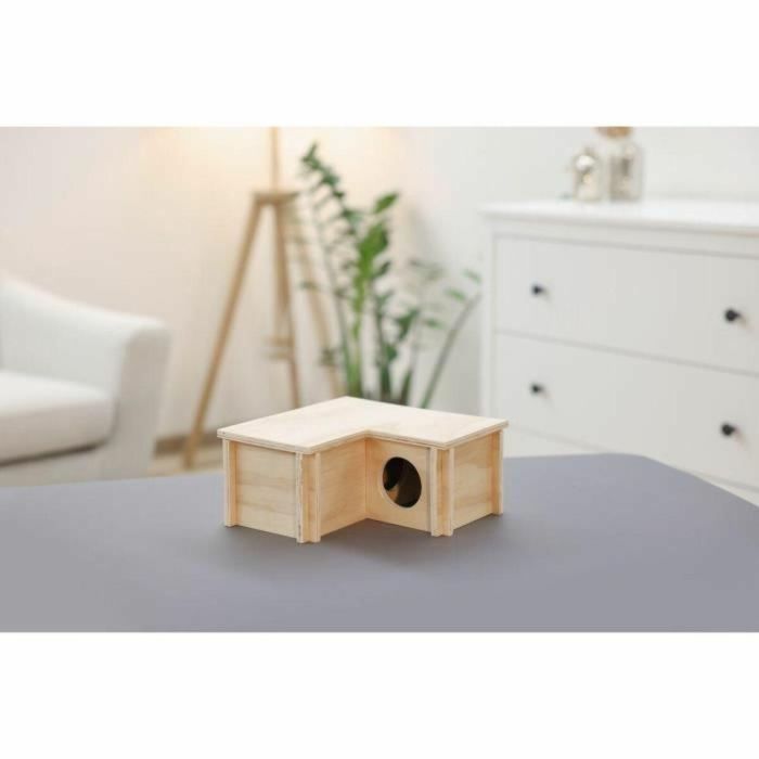 Kerbl Refugio para Pequeños Roedores KER1707492813677 Modelo 3 Cámaras Beige Techo Desmontable Fácil Montaje 2