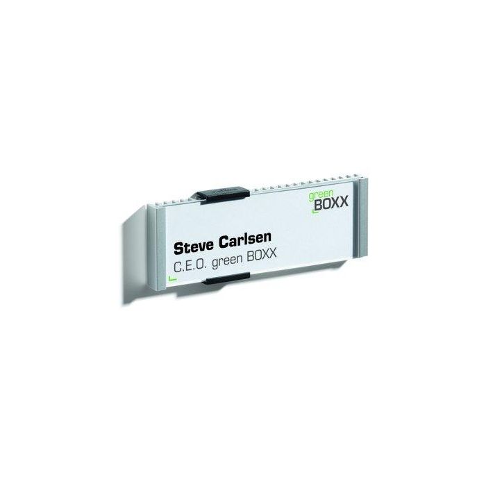 Durable Placa Identificador INFO SIGN 149x52,5 mm Acrílico y Aluminio Plateado para Puertas, Oficinas y Conferencias