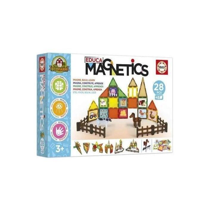 EDUCA EDU8412668202696 Magnetics Ecoferme - Juego de construcción magnético - 28 piezas, 2 animales, 8 cartas - Desde 3 años 3