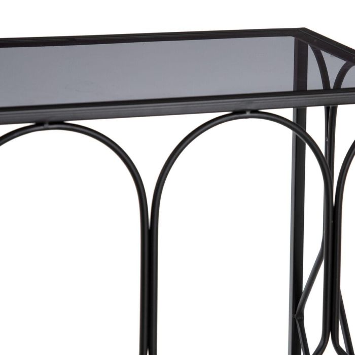 Recibidor 90 x 35 x 80 cm Cristal Negro Metal (2 Unidades) 3