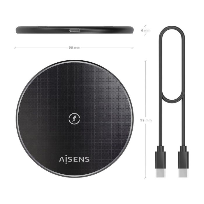 Cargador Inalámbrico Aisens ASCH-15W1WC058-BK 3 Cargador Inalámbrico Aisens ASCH-15W1WC058-BK 3