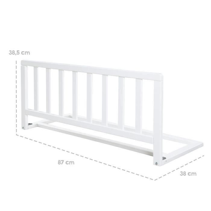 Roba ROB1697467592482 Barandilla de Cama Madera 90 cm Protección Anticaída Segura Bebés Niños (18 Meses a 5 Años) Fácil Montaje Blanco 2