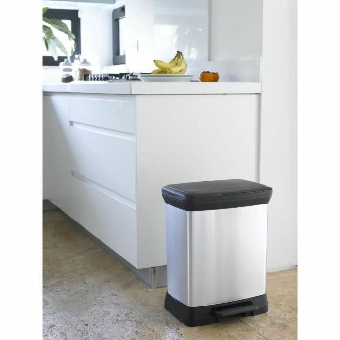 Cubo de basura rectangular - DECO BIN - CURVER - 50L - Diseño elegante - 39 x 29 x 51 cm - Gris metalizado 1