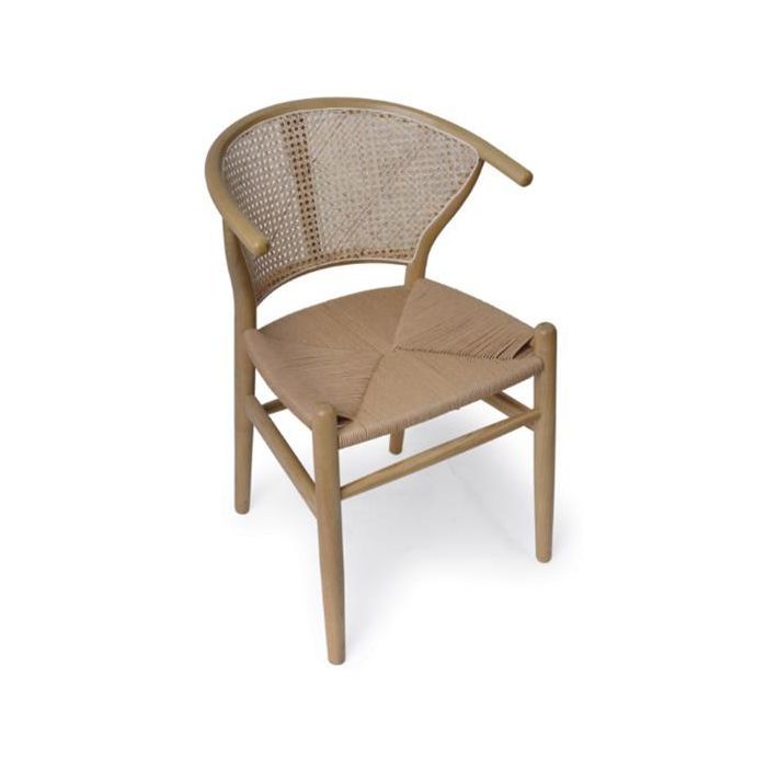 DKD Home Decor Silla Horeca Estilo Cottage de Olmo y Ratán Natural, Set de 2 Unidades, 48x56x80 cm, Altura Asiento 45 cm