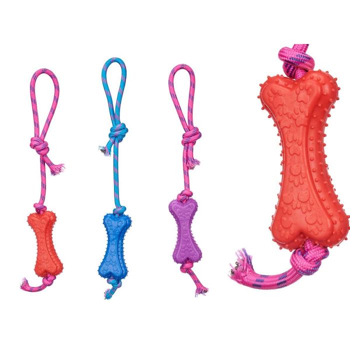 Hueso de Silicona con Cuerda 35 cm para Mascotas - Mascow, Azul/Morado/Rojo (24 Unidades) Hueso de Silicona con Cuerda 35 cm para Mascotas - Mascow, Azul/Morado/Rojo (24 Unidades)