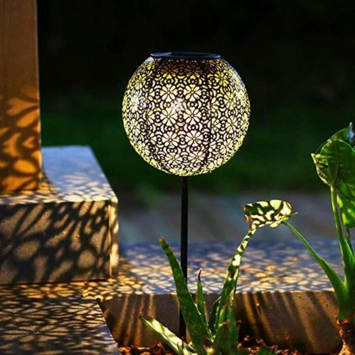 Conjunto de 2 balizas solares para plantar - LUMISKY - AGADIR - H45 cm - Estilo oriental - LED blanco cálido 5