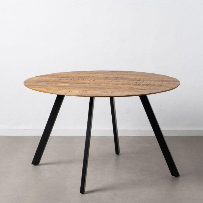 Mesa de Comedor 130 x 130 x 77 cm Natural Negro Madera Hierro Mesa de Comedor 130 x 130 x 77 cm Natural Negro Madera Hierro