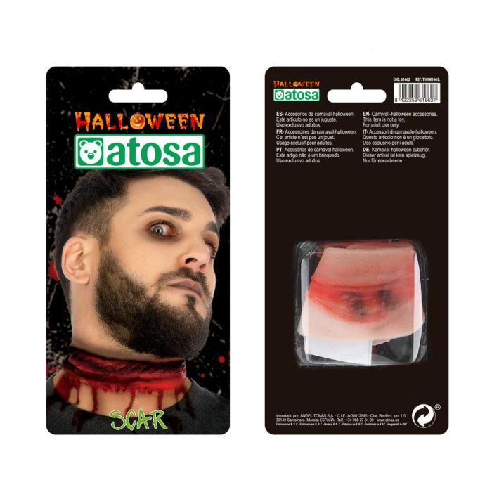 Cicatriz Falsa Efecto Herida Cortante 24x10 cm Realista para Disfraces y Maquillaje de Terror