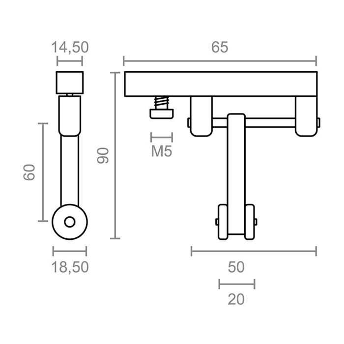 Micel Polea Corredera para Pérgola TLD21 92585 60mm Nylon Blanco para Deslizamiento de Lona con Rodamientos 65x18,50x90mm 2