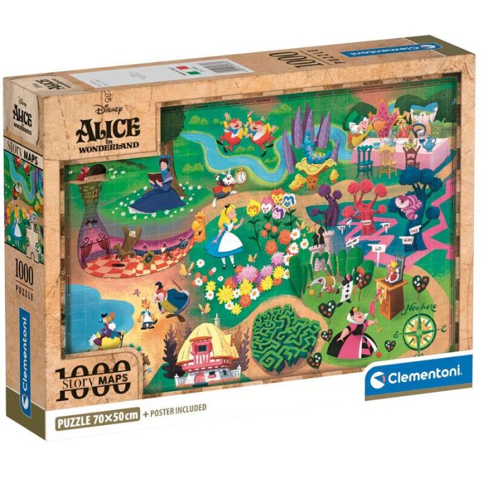CLEMENTONI Puzzle Mapa Alicia en el País de las Maravillas Disney 1000 Piezas