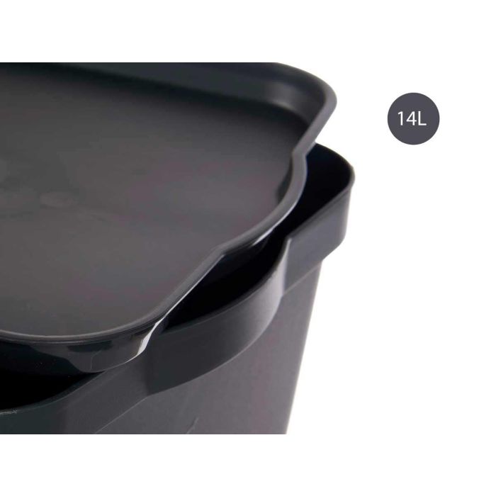 Caja Plastico Con Tapa 14L Antracita Kipit 29X14CM (12 Unidades) 3 Caja Plastico Con Tapa 14L Antracita Kipit 29X14CM (12 Unidades) 3