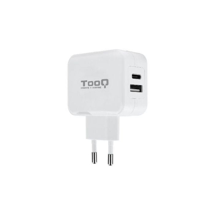Cargador de Pared TooQ TQWC-2SC02WT/ 1xUSB Tipo-C/ 1x USB/ 27W Cargador de Pared TooQ TQWC-2SC02WT/ 1xUSB Tipo-C/ 1x USB/ 27W