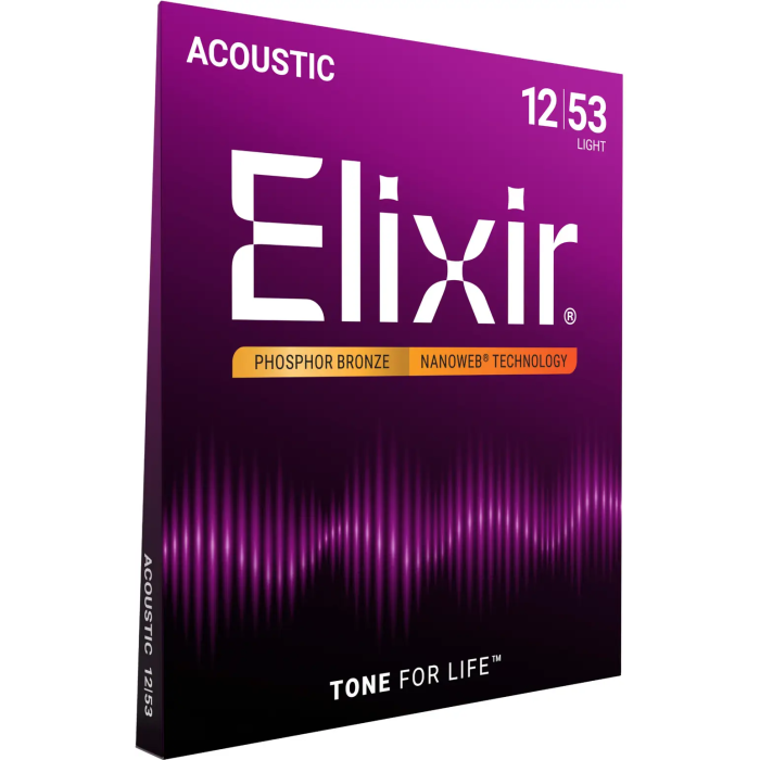 Elixir Juego Acústica Nanoweb 12-53 92/8 Phosphor Bronze Cuerdas Guitarra Elixir 1