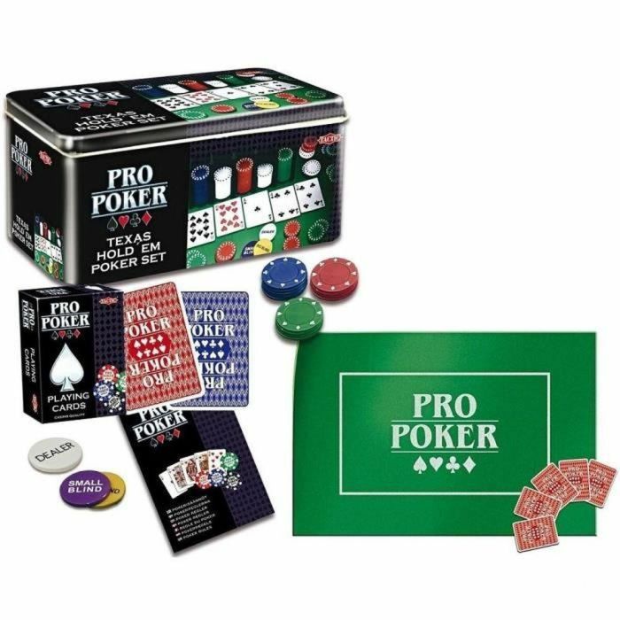 Tactic Todo en 1 Caja de Metal Propoker - Juego de Póker con 2 Juegos de Cartas, Ficha Crupier, 5 Dados y Tapete 2 Tactic Todo en 1 Caja de Metal Propoker - Juego de Póker con 2 Juegos de Cartas, Ficha Crupier, 5 Dados y Tapete 2