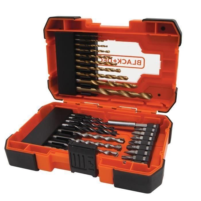 Black+Decker A7235 Kit 27 Accesorios Taladro y Atornillador: Brocas Madera, Hormigón, HSS-TiN y Puntas Destornillador 1