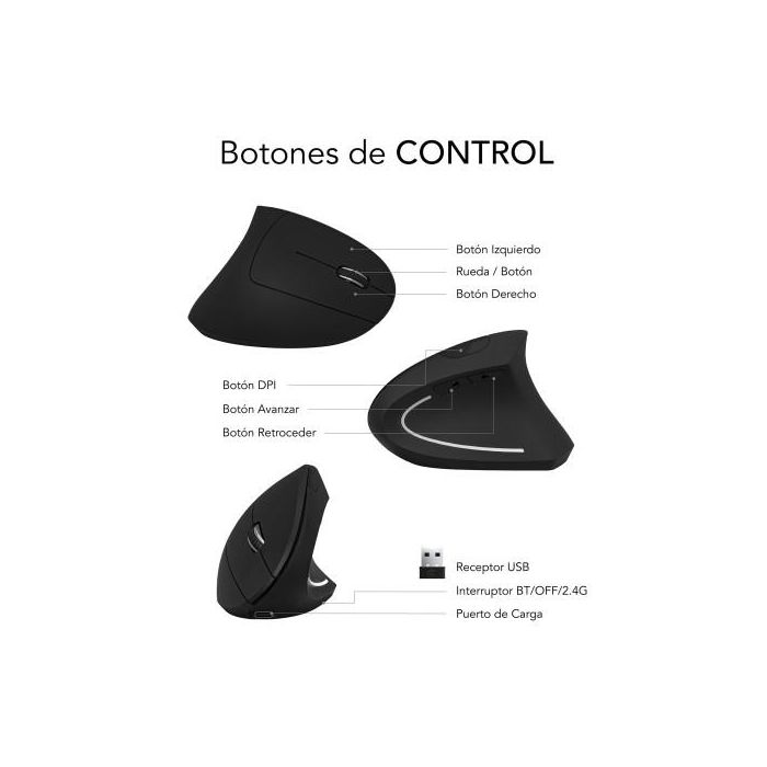 SUBBLIM GLIDE VERTICAL ERGO DUAL MOUSE BATTERY B 6