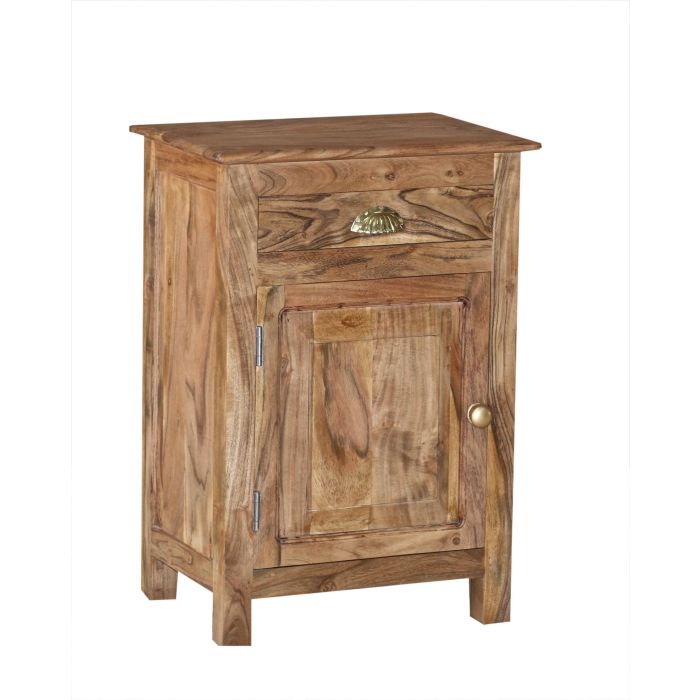 DKD Home Decor Mesita de Noche Colonial Madera Maciza Acacia Natural Dorado 32x65x45 cm (2 Unidades)
