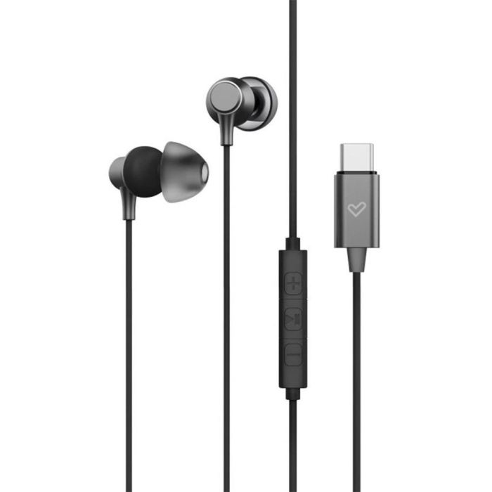 Energy Sistem Auriculares Metallized Type C con Cable, Diseño en Aluminio y Plástico Reciclado, Intrauditivos, Control de 3 Botones, Funda de Transporte 1