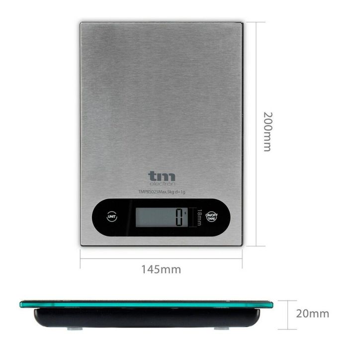 Báscula de Cocina TM Electron Gris 5 kg 3