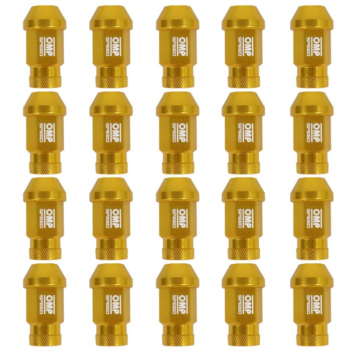 Omp OMPS09921209 Juego 20 Tuercas Aluminio M12x1.25 Llave 19mm Largo 40mm Amarillo 7075 1
