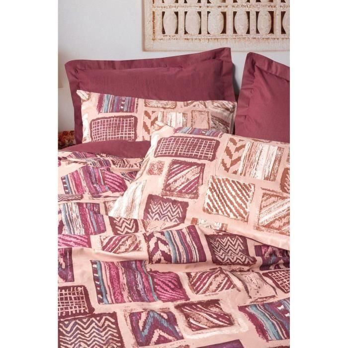 Juego de cama - 1 funda nórdica 220x240 cm + 2 fundas de almohada 60x60 cm - 100% algodón - Rojo 1 Juego de cama - 1 funda nórdica 220x240 cm + 2 fundas de almohada 60x60 cm - 100% algodón - Rojo 1