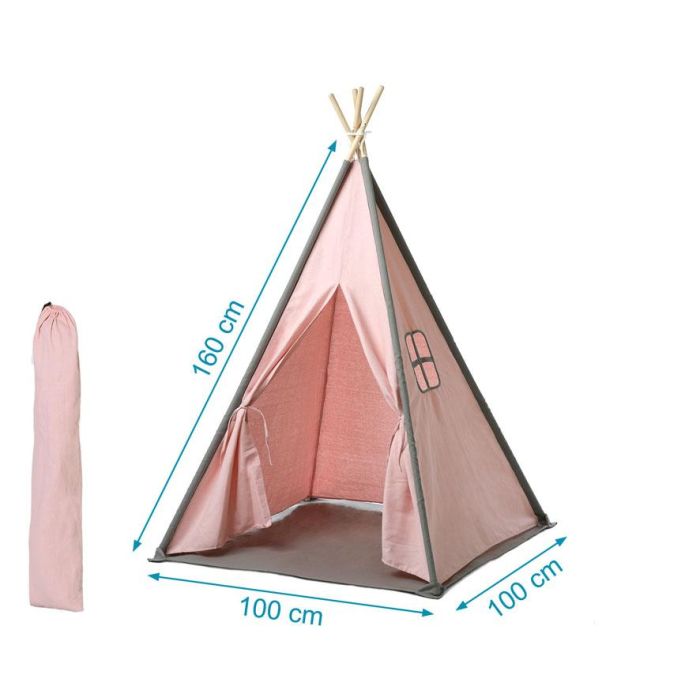 KioKids Teepee Rosa para Bebés y Niños +0 Meses, Tienda de Juego Portátil con Ventana y Puerta, Algodón Poliéster 3 KioKids Teepee Rosa para Bebés y Niños +0 Meses, Tienda de Juego Portátil con Ventana y Puerta, Algodón Poliéster 3