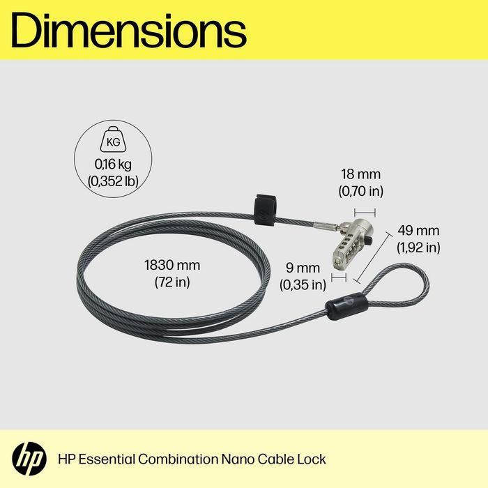 Cable de Seguridad HP 63B31AA 1,83 m Negro 2 Cable de Seguridad HP 63B31AA 1,83 m Negro 2