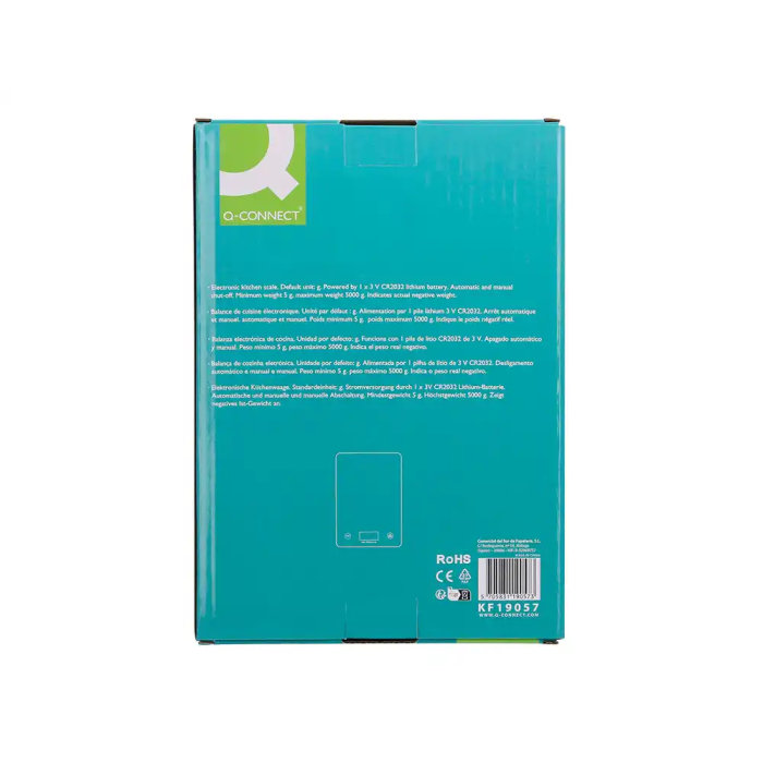 Q-connect KF19057 Báscula Digital de Precisión con Pantalla LCD | Capacidad 5 kg | Precisión 1 gr | 200x135x16mm 9