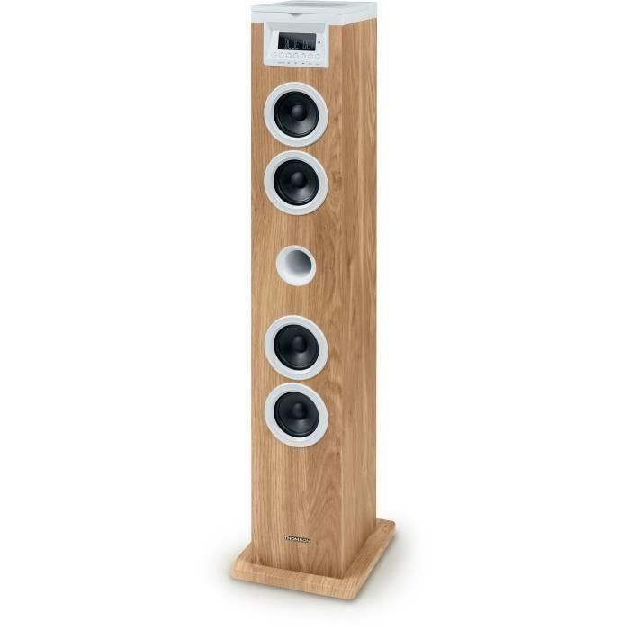 Thomson THO1720571172497 Altavoz Torre con Bluetooth, CD, USB, SD, Radio FM, 60W - Blanco/Madera 1 Thomson THO1720571172497 Altavoz Torre con Bluetooth, CD, USB, SD, Radio FM, 60W - Blanco/Madera 1