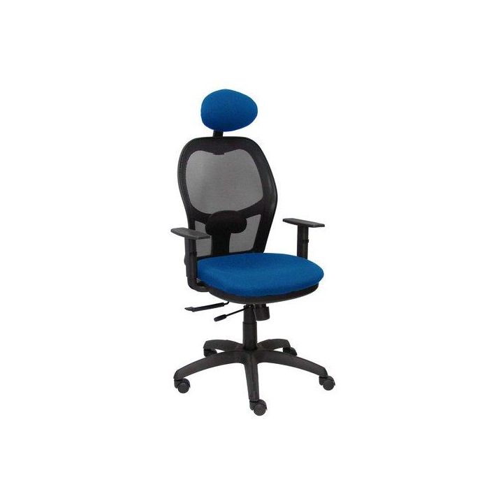 Silla Piqueras Y Crespo Jorquera Brazos Y Cabecero Regulables Mecanismo Sincro Con Traslack Ruedas Nylon Respaldo De Malla Negra Y Asiento Tapizado Bali Azul