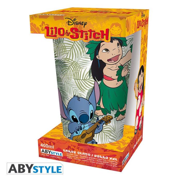 Abystyle Vaso Disney Lilo & Stitch, Ohana, vidrio 400ml, Pack de 2 unidades para uso diario o regalo 3