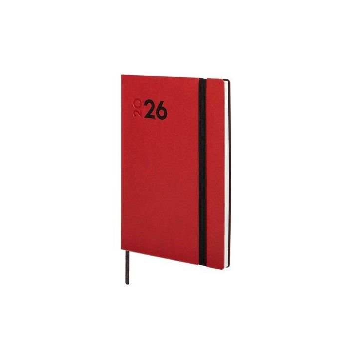 Agenda Anual (2026) Finocam Dynamic Mara Cosida Tapa Flexible Con Goma Y4 120X170 S/V Rojo