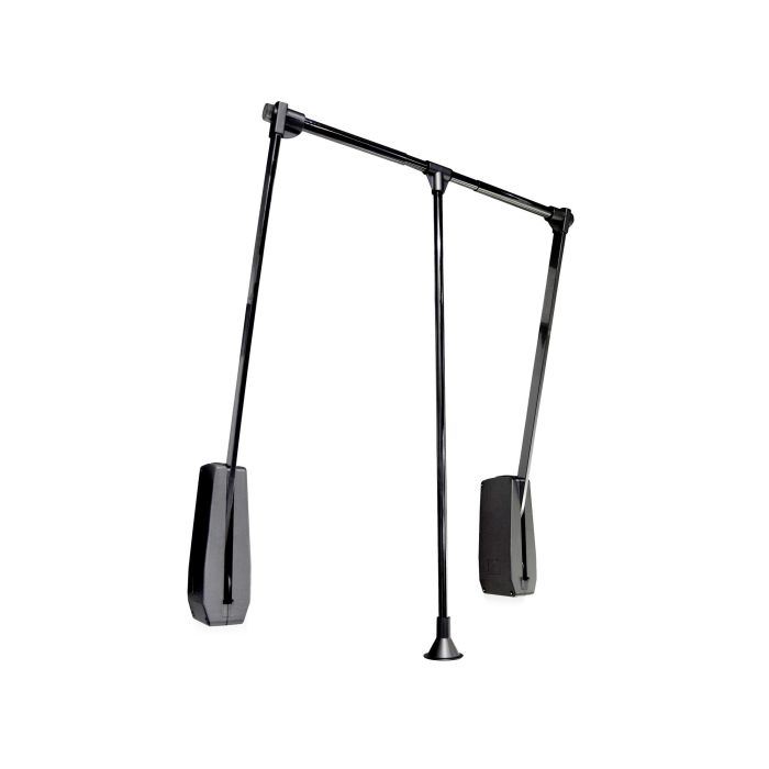 Emuca Colgador abatible para pared Hang, ancho regulable 600-830mm, Acero y Plástico, Pintado negro