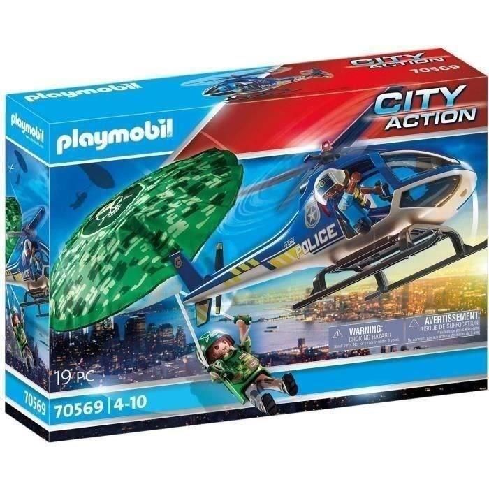 PLAYMOBIL - 70569 - Policía Helicóptero y paracaidista de la Policía