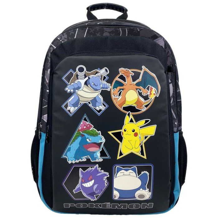 CYP Brands Trolley Mochila Escolar Pokémon Geo 42cm, Poliéster, 3 Compartimentos Amplios, Bolsillos Laterales, Ruedas