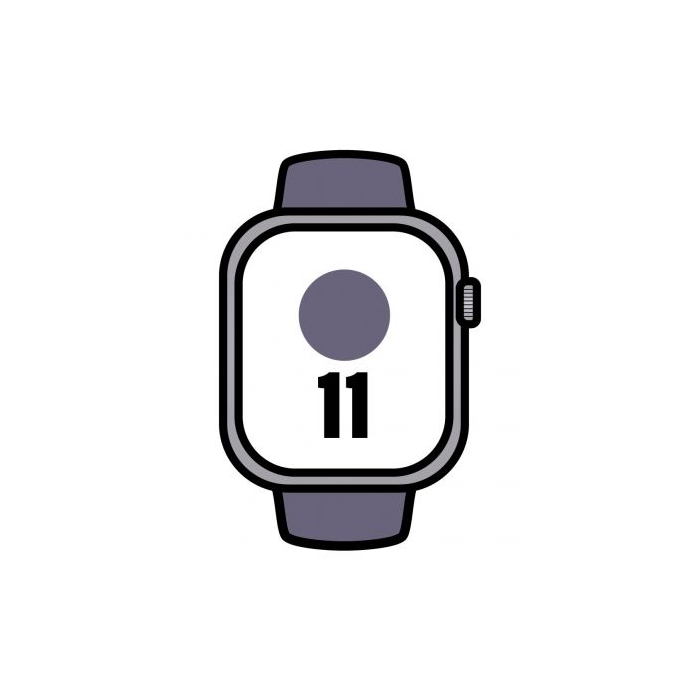 Apple Watch Series 11 GPS 46mm Plata Correa Deportiva Niebla Lila (S/M) MEV94QL/A