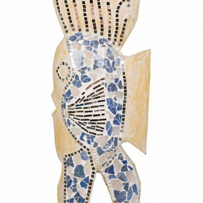 Figura Decorativa Alexandra House Living Azul Blanco Madera Vidrio Pez 148 x 10 x 23 cm 2