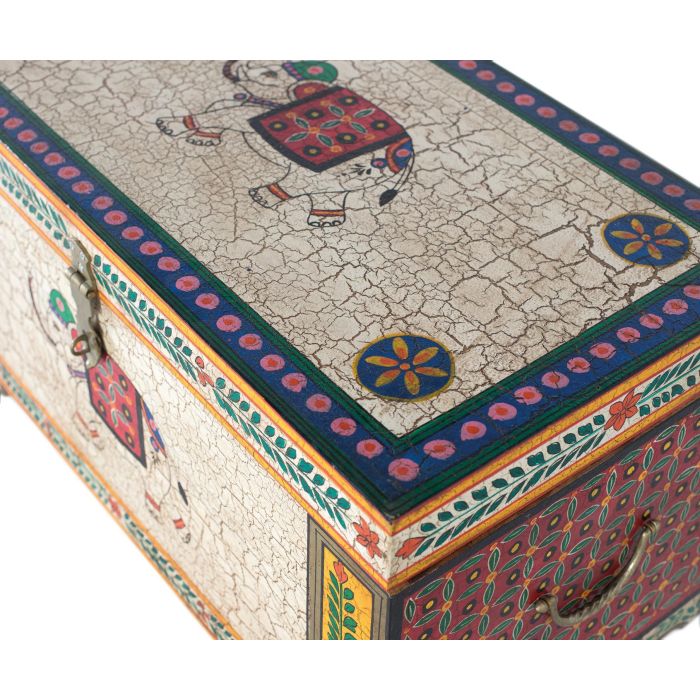 Giner y Colomer Baúl de Madera de Mango Pintado a Mano Multicolor 80x43x46 cm
