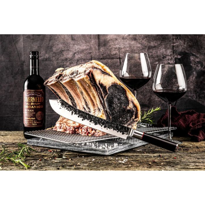 Forged FOR8720039623583 Cuchillo de Carnicero Forjado Acero Japonés 440C con Mango de Madera Dalbergia L 25,5 cm