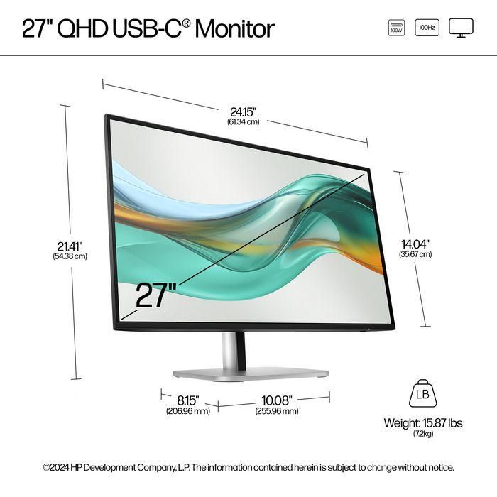 HP 527pu Monitor Series 5 Pro 27" QHD USB-C con 100W Power Delivery para PC y periféricos en casa u oficina 3