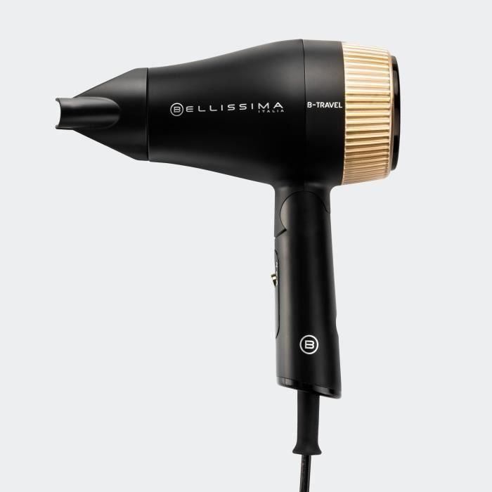 Secador de pelo - Bellissima - Viaje compacto para todo tipo de cabello - Mango plegable - 2 combinaciones y estuche de viaje - 1400W 1 Secador de pelo - Bellissima - Viaje compacto para todo tipo de cabello - Mango plegable - 2 combinaciones y estuche de viaje - 1400W 1