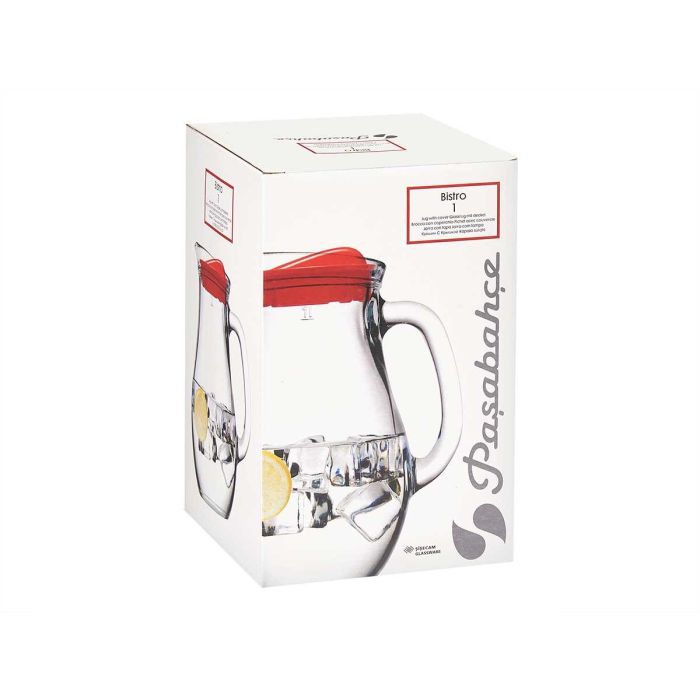 Jarra Bistro con Tapa Pasabahce 1000 ml - Vidrio y Plástico, 18x20x15 cm (6 Unidades) 2 Jarra Bistro con Tapa Pasabahce 1000 ml - Vidrio y Plástico, 18x20x15 cm (6 Unidades) 2