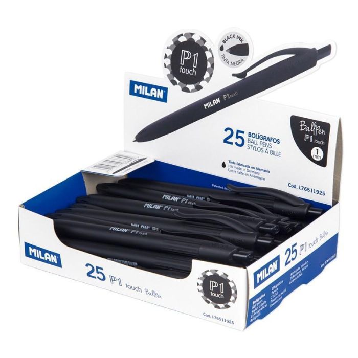 Milan Bolígrafo P1 Touch Negro - Caja Expositora 25 Unidades