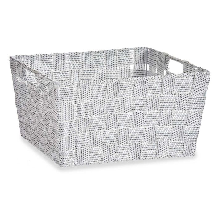 Kipit Cesta Tela Cónica Rectangular con Asas Mediana Blanca 30 cm x 14 cm x 20 cm (Set de 18) 1