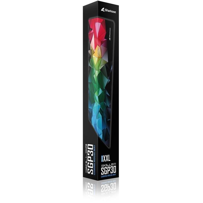 Sharkoon SKILLER SGP30 Alfombrilla de ratón para juegos grande, multicolor, con base antideslizante para máxima precisión y espacio para periféricos. 3